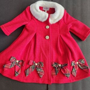 Adorable, festive infant girl's light coat 9 months by Blueberi Boulevard